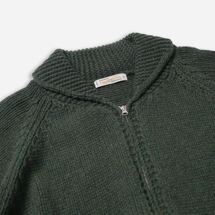 Frizmworks Heavy Cowichan Zip Up Cardigan - Forest Green