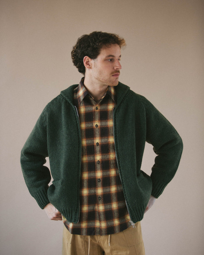 Frizmworks Heavy Cowichan Zip Up Cardigan - Forest Green