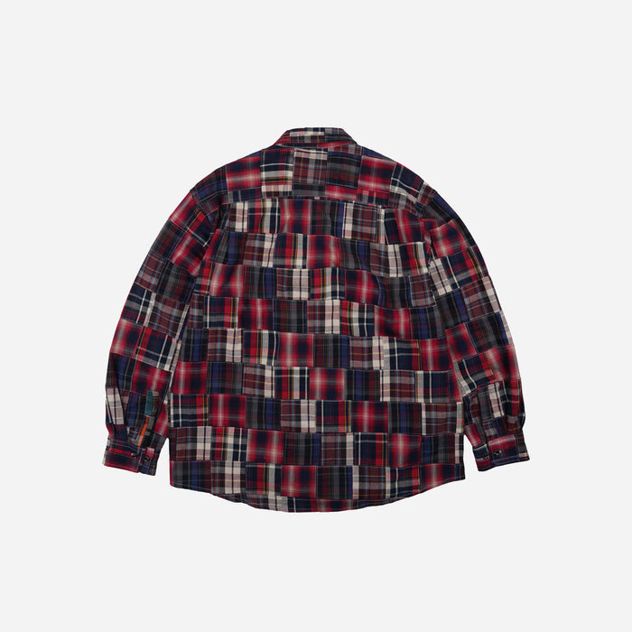 Frizmworks Madras Patchwork Relaxed Shirt - Wine