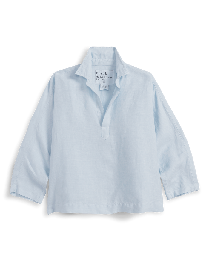 Light blue shirt with a collar on a white background