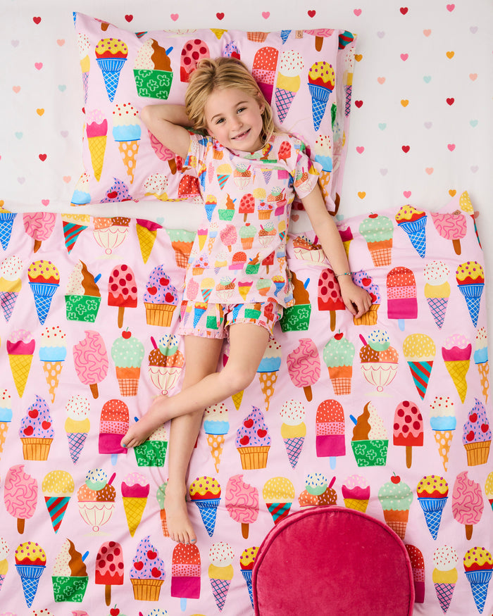 Gelato Kids Organic Cotton Short Sleeve Tee & Frill Short Pyjama Set
