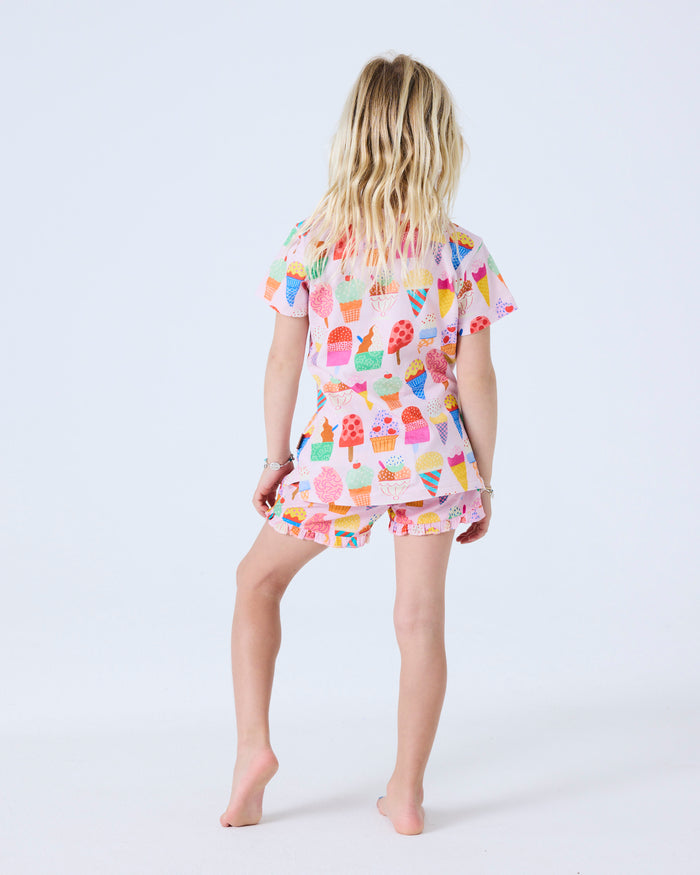 Gelato Kids Organic Cotton Short Sleeve Tee & Frill Short Pyjama Set