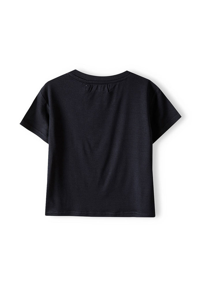 Cropped Sports T-shirt, Believe Print, Black - 2