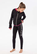 Sport Leggings Black Pink Waistband Slogan - 1