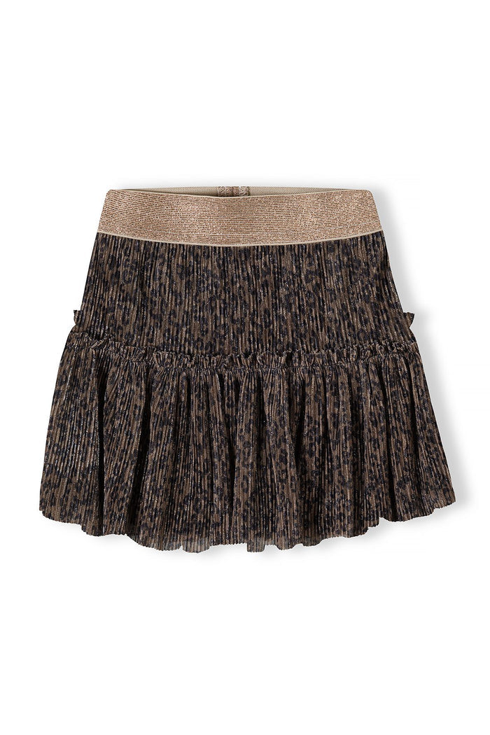 Sparkle Pleated Party Skirt, Brown, Metallic - 2