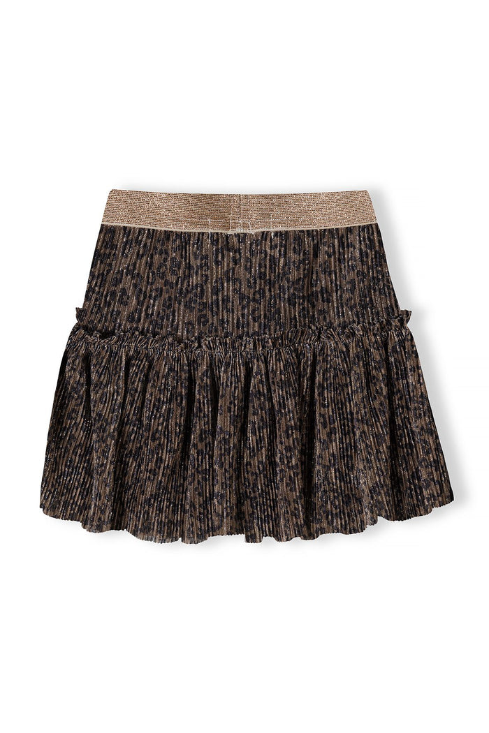 Sparkle Pleated Party Skirt, Brown, Metallic - 3