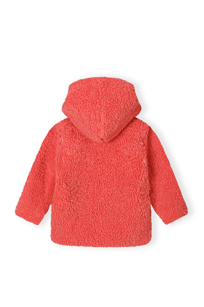 Borg Fleece Hooded Jacket, Coral, Satin Lined - 3