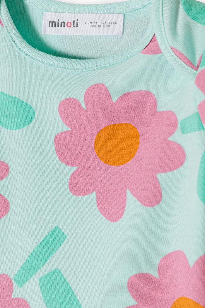 Short Sleeve Bodysuits 5-Pack, Floral Mint Pink - 6
