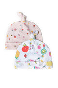 Baby Hats 2-Pack, Fruit Print, Pink White - 1