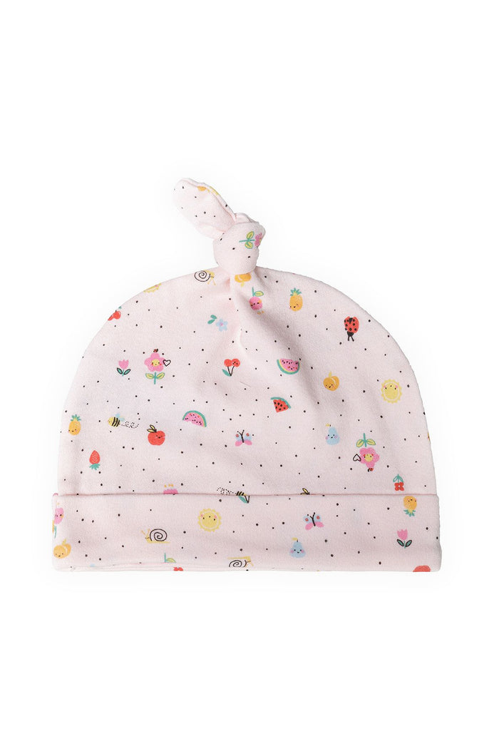Baby Hats 2-Pack, Fruit Print, Pink White - 3