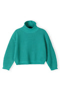 Cropped Turtleneck Jumper, Deep Green - 1