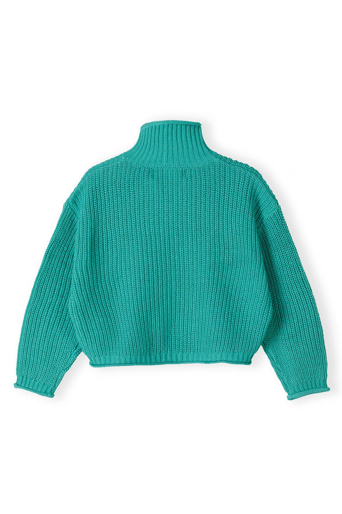 Cropped Turtleneck Jumper, Deep Green - 2