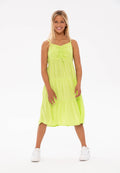 Tiered Strappy Dress, Bright Green - 1