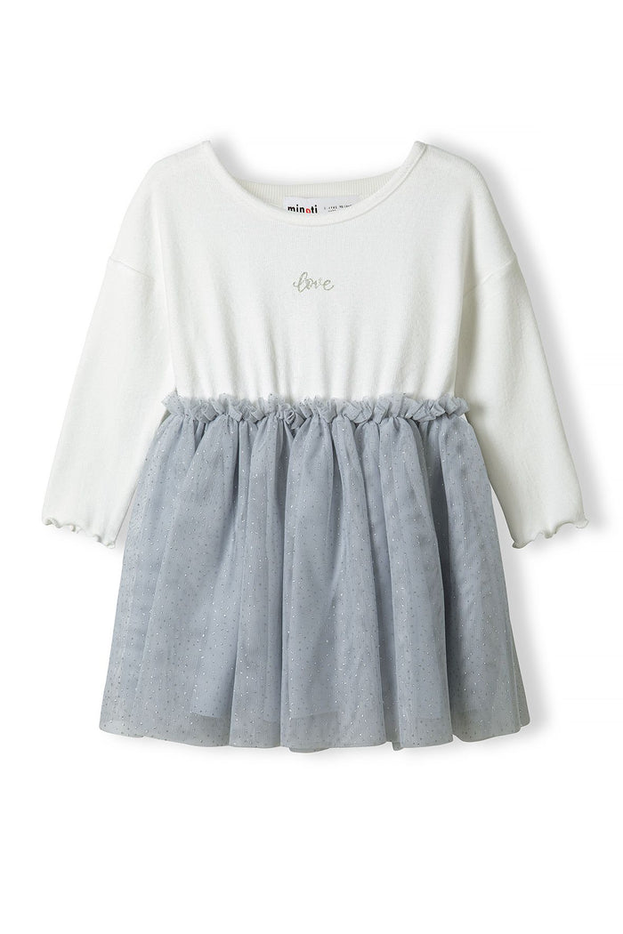 Long Sleeve Dress, Glitter Love, Cream Grey Mesh - 2