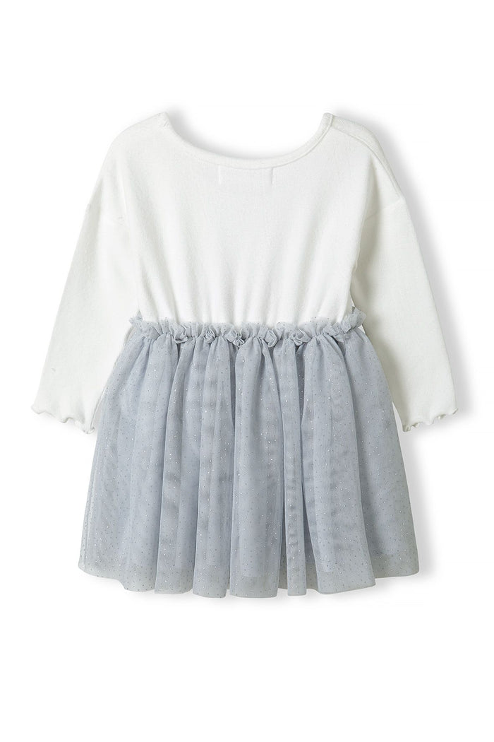 Long Sleeve Dress, Glitter Love, Cream Grey Mesh - 3