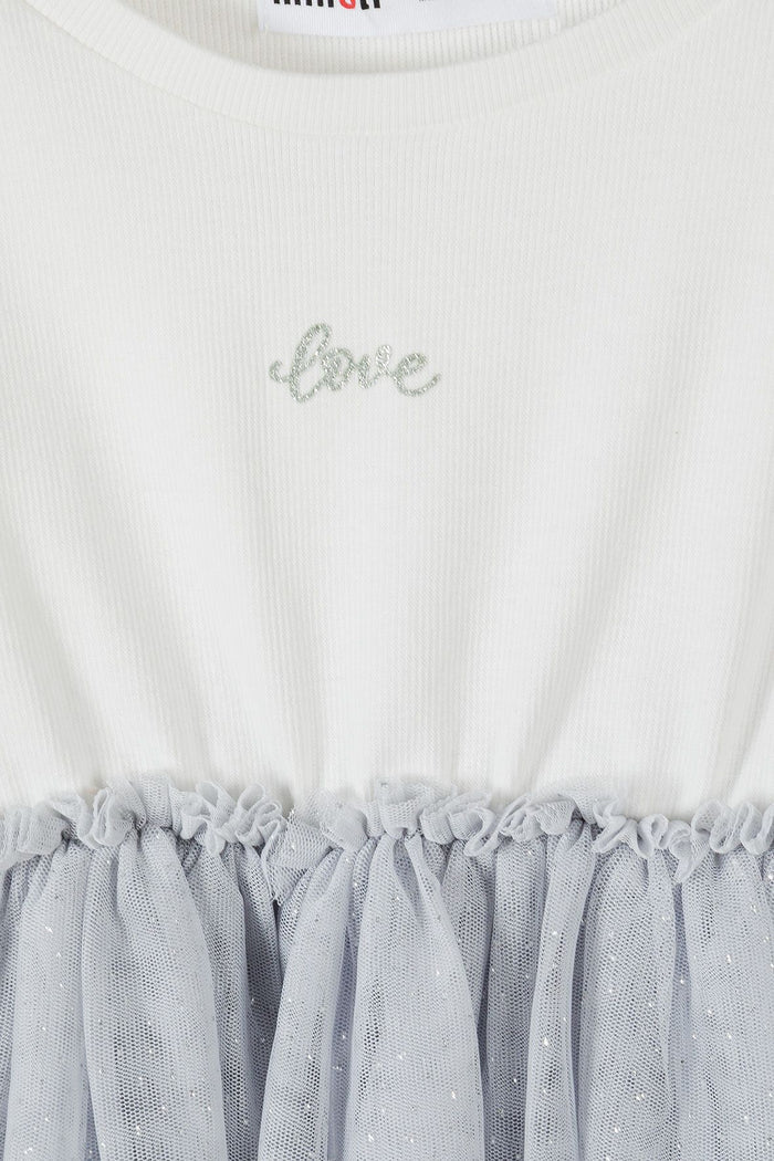 Long Sleeve Dress, Glitter Love, Cream Grey Mesh - 4
