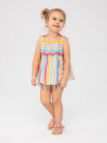 Strappy Top & Shorts Set, Rainbow Stripes, Bow Detail - 1