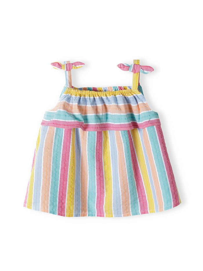 Strappy Top & Shorts Set, Rainbow Stripes, Bow Detail - 3