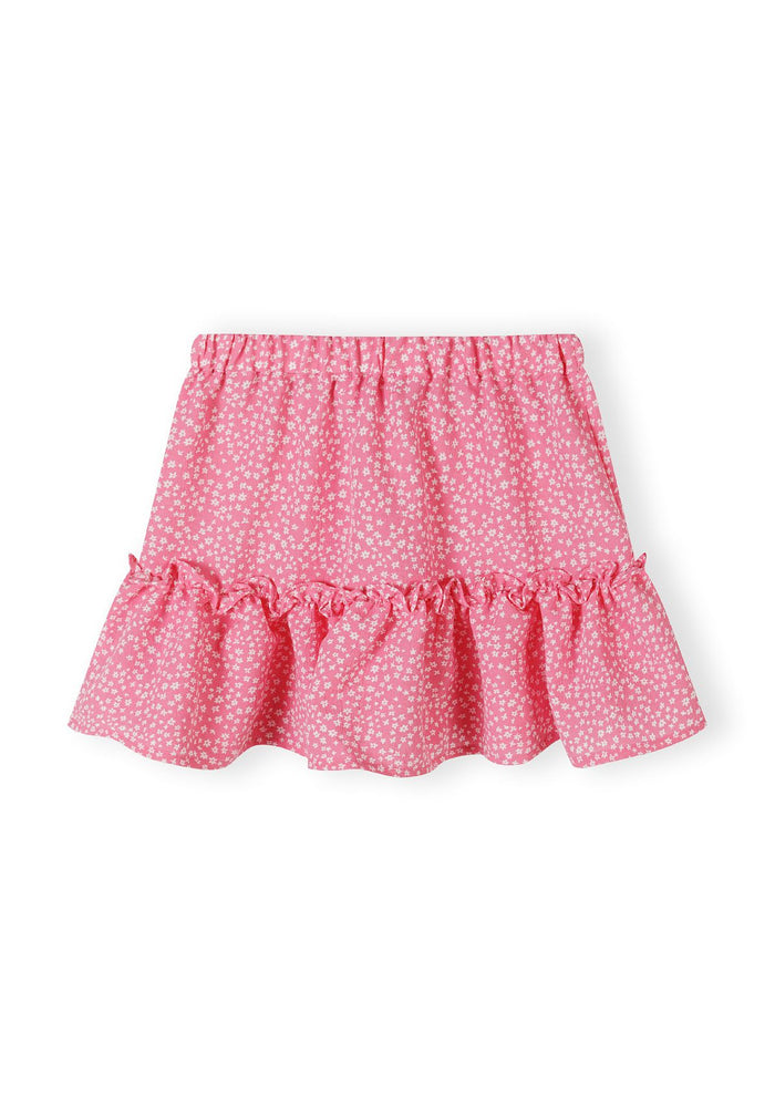 Girls pink skirt with crinkle layered pleats and frills, featuring an elasticated waistband.