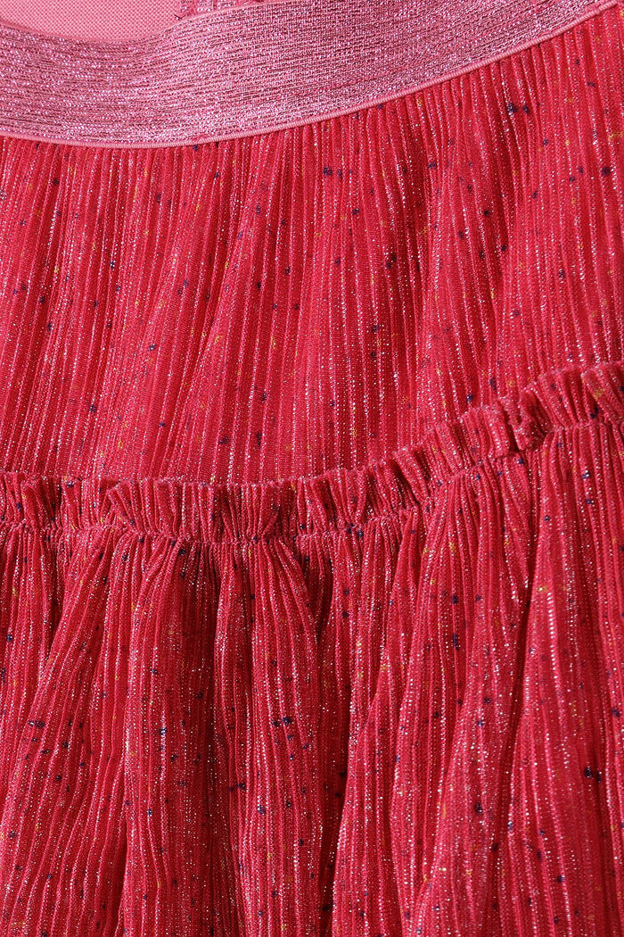 Pleated Party Skirt, Sparkle Pink, Tiered - 3