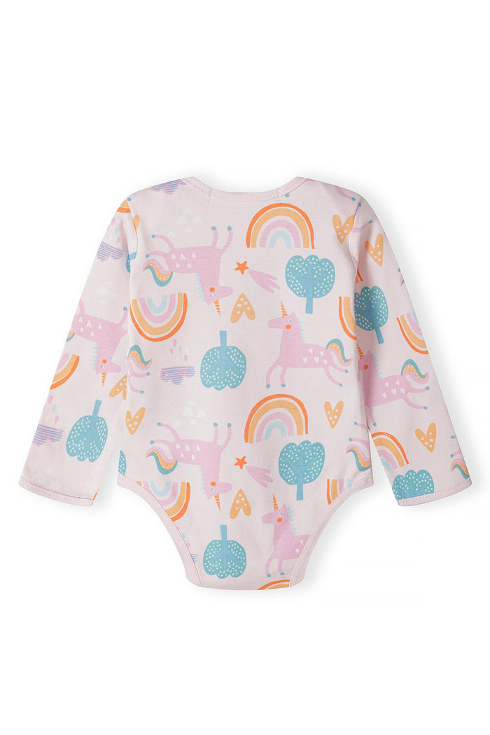 Long Sleeve Bodysuits 4-Pack, Rainbow Unicorn Print, Pink Teal - 4