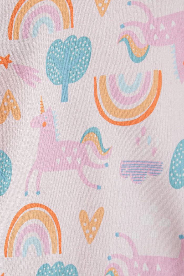 Long Sleeve Bodysuits 4-Pack, Rainbow Unicorn Print, Pink Teal - 5