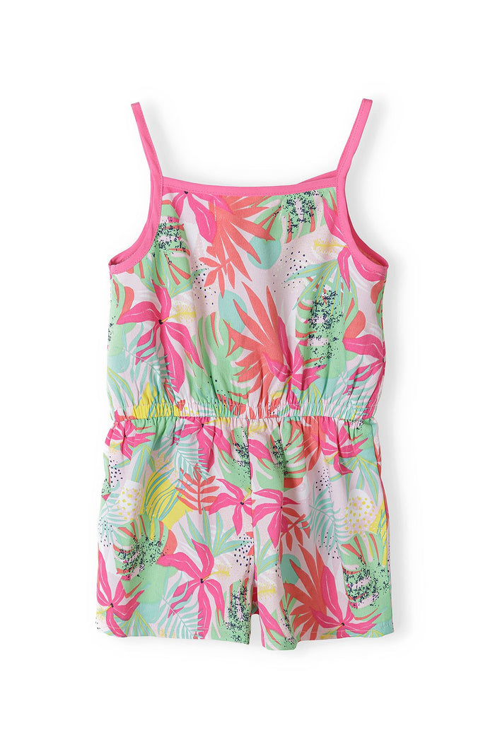 Playsuit Tropical Print, Pink Green, Straps - 2
