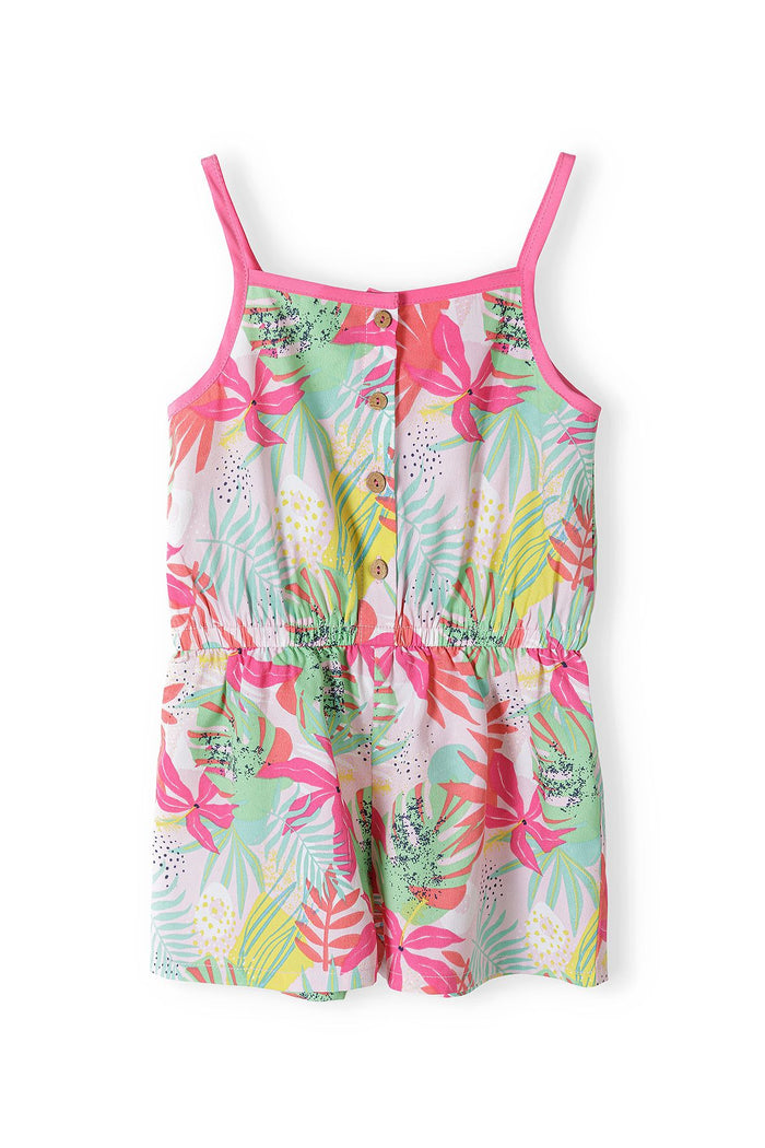 Playsuit Tropical Print, Pink Green, Straps - 3
