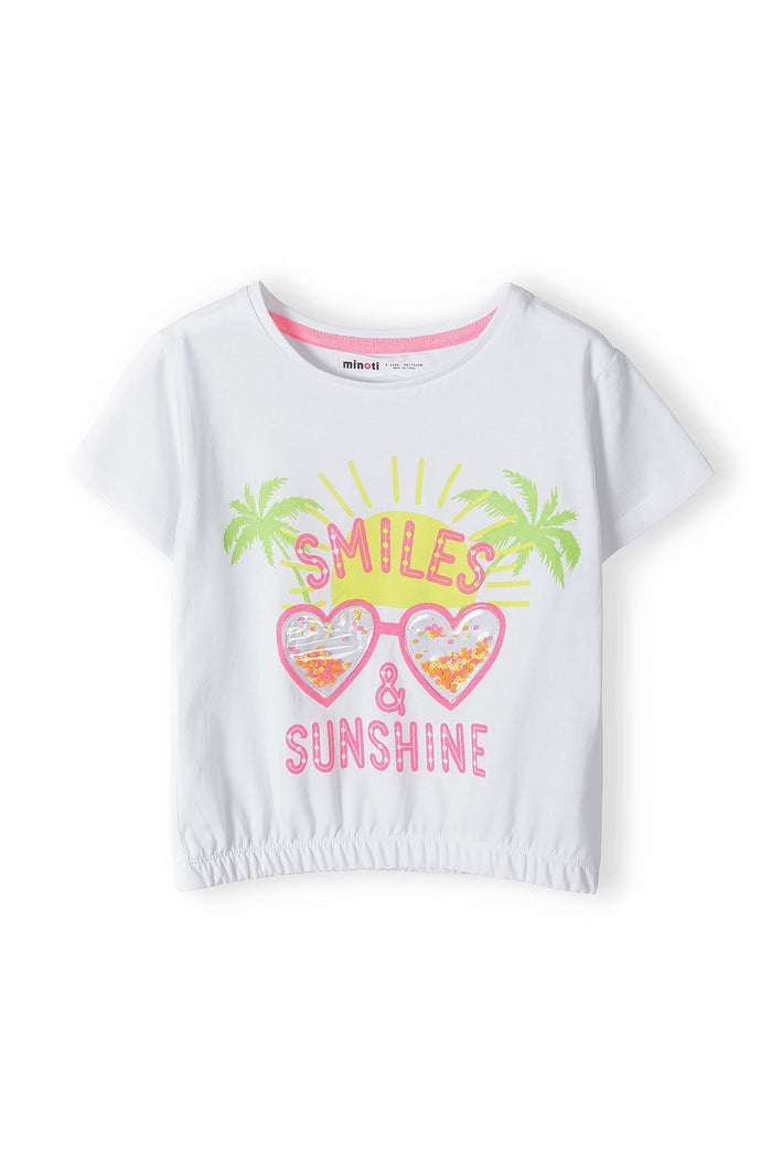 Slogan T-Shirt, Smiles & Sunshine, White - 2
