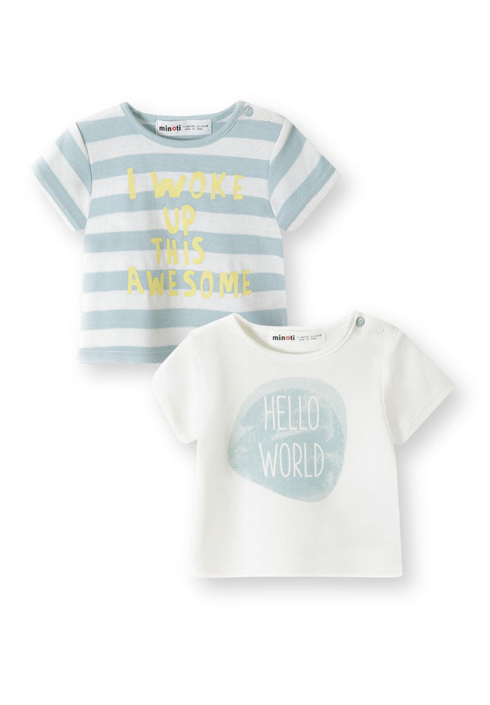 T-Shirts 2-Pack Stripe & Print Blue White - 1