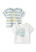 T-Shirts 2-Pack Stripe & Print Blue White - 1
