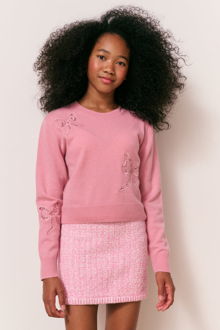 Girls Zolee Cashmere Bow Pullover
