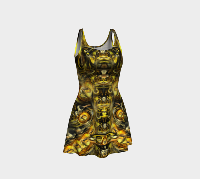 Golden Alien Fitted Flare Dress