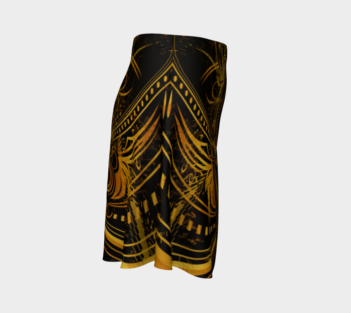 Golden Portal High Waist Flare Skirt