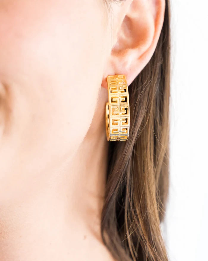 Greek Key Hoop Earring