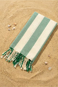 Green Striped Cotton Turkish Beach Towel