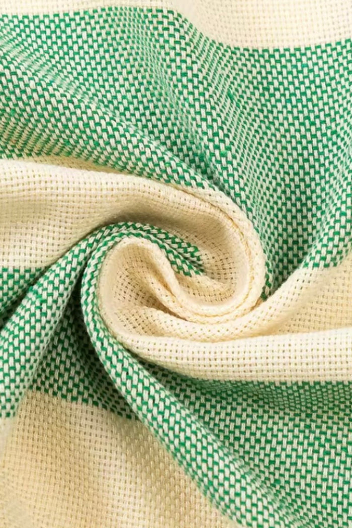 Green Striped Cotton Turkish Beach Towel