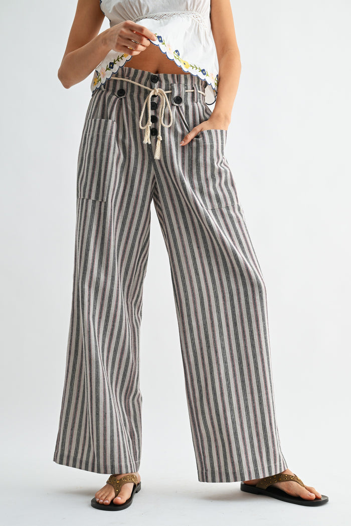 Greta Wide Leg Pants With Drawstring