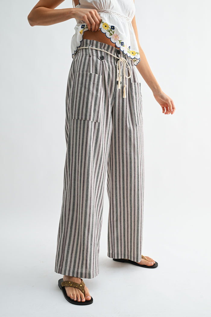 Greta Wide Leg Pants With Drawstring