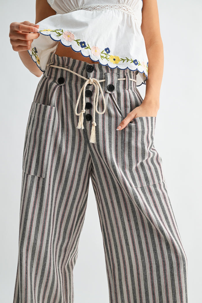 Greta Wide Leg Pants With Drawstring
