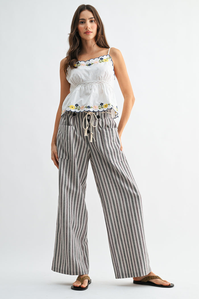 Greta Wide Leg Pants With Drawstring