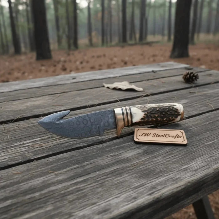 Gut Hook Skinner Knives Pair stag handle