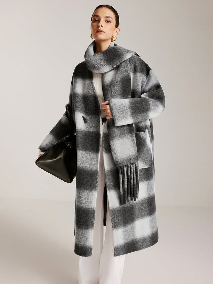 Hamida Checked Wool Longline Coat