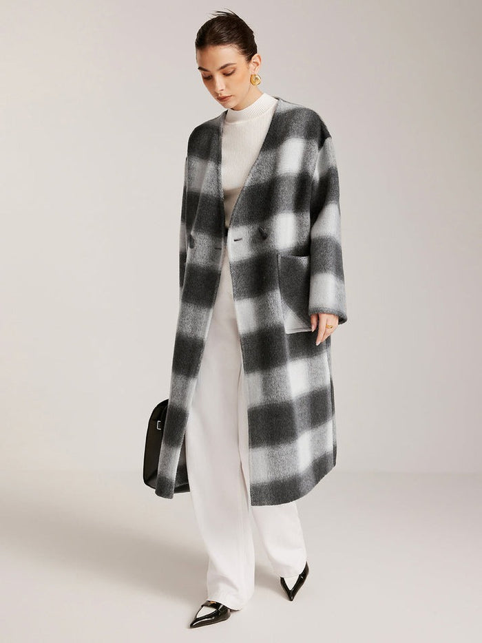 Hamida Checked Wool Longline Coat
