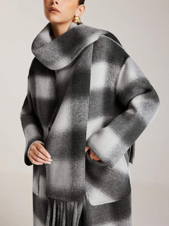 Hamida Checked Wool Longline Coat