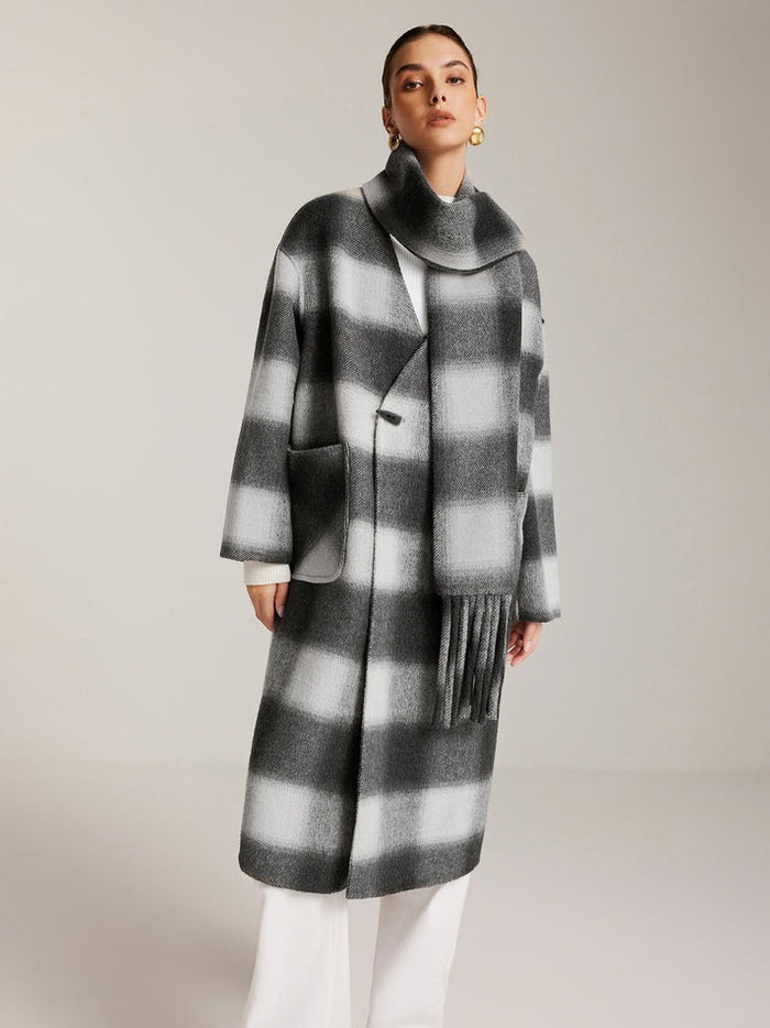 Hamida Checked Wool Longline Coat