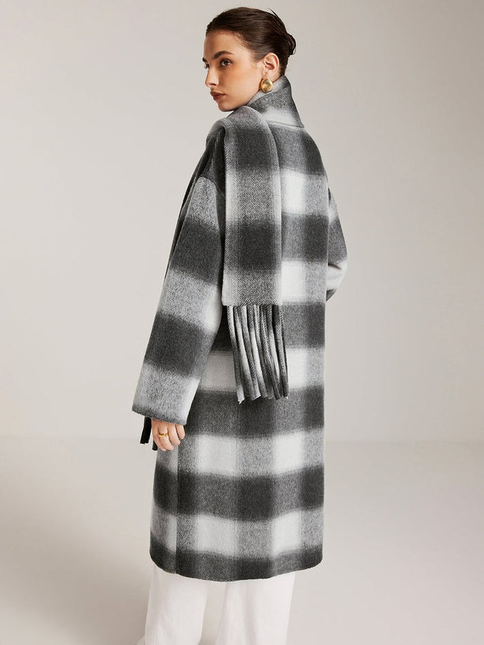 Hamida Checked Wool Longline Coat