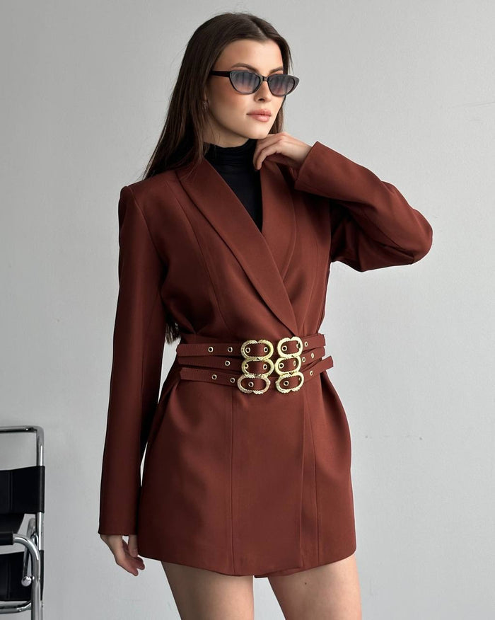 Hamida Classified Triple Belted Coat-2