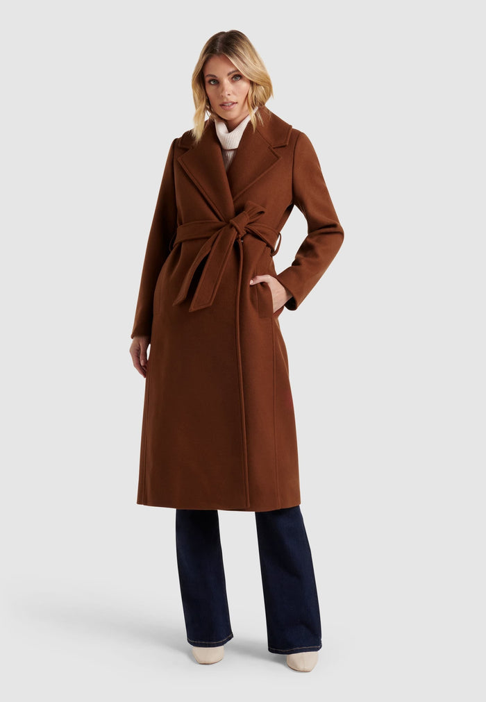HAMIDA Italian-Inspired Wool Belted Wrap Coat