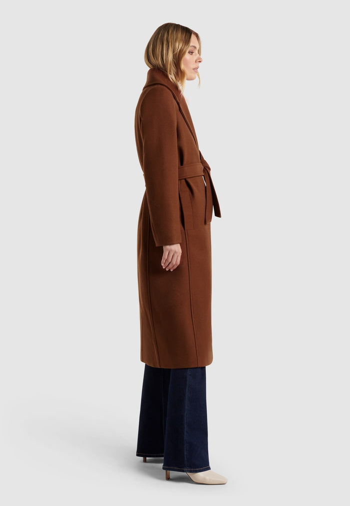 HAMIDA Italian-Inspired Wool Belted Wrap Coat
